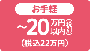 【お手軽】～20万円（税別）以内（税込22万円）