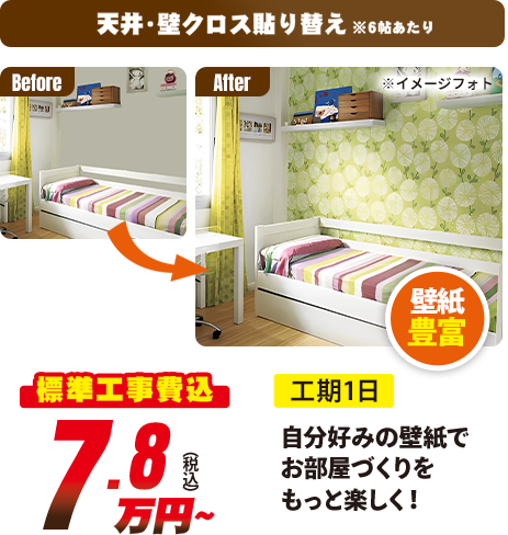 天井・壁クロス貼り替え